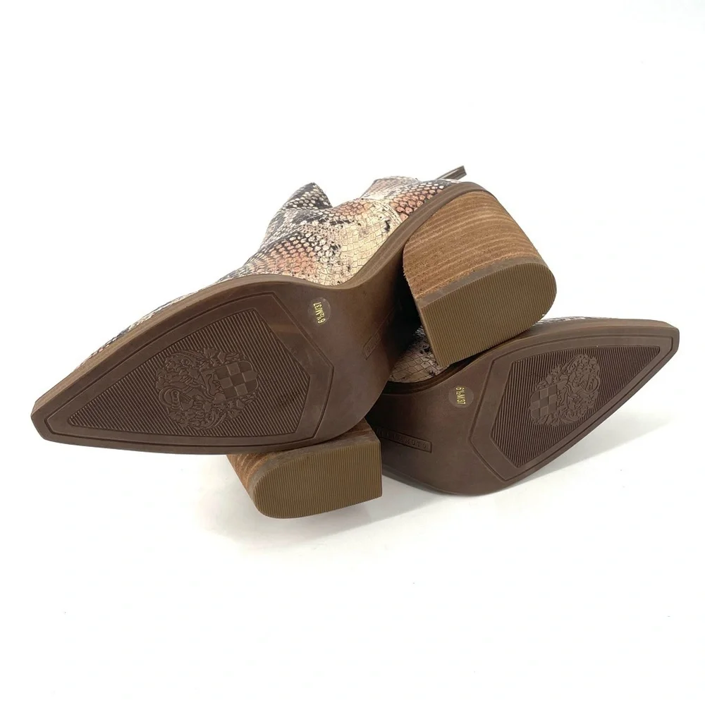 Vince Camuto Gigietta Python Snakeskin Slip On Cutout Ankle Boot In Spiced Sand